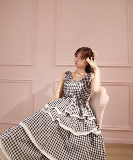 LW Gigham cotton layer dress