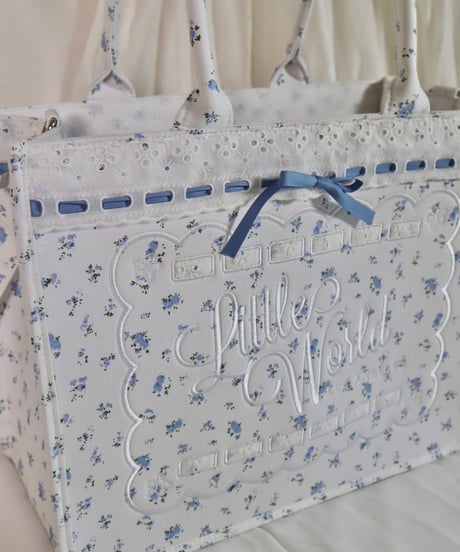 LW floral lace big logo tote (blue)