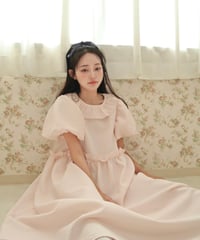 Jacquard puff milky pink dress