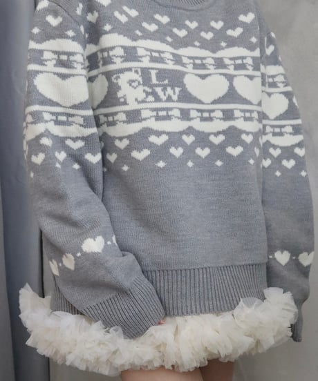 Little teddy Nordic sweater (grey)