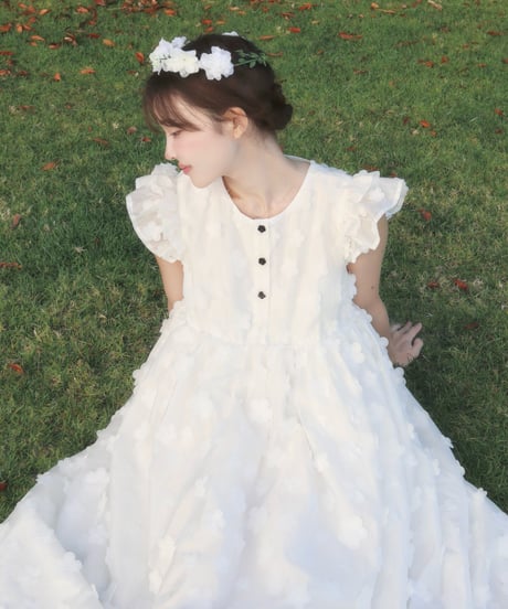 【予約販売】Flower field volume dress
