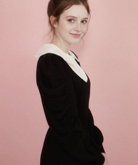 Double collar mermaid sweatshirt dress (black)