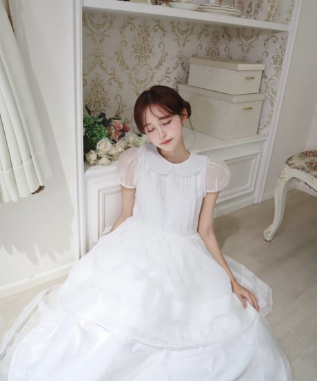 Round collar fairy organza dress