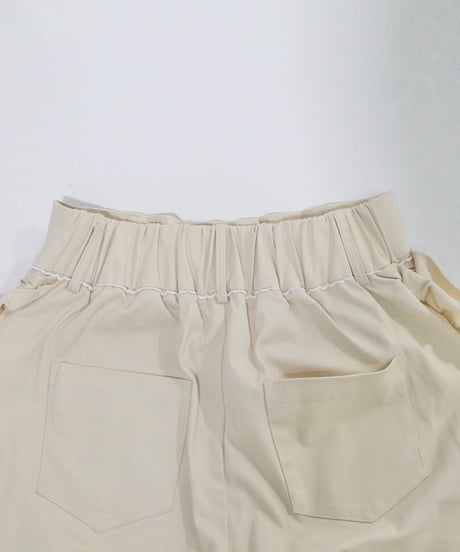 Side ruffle wide pants (beige)