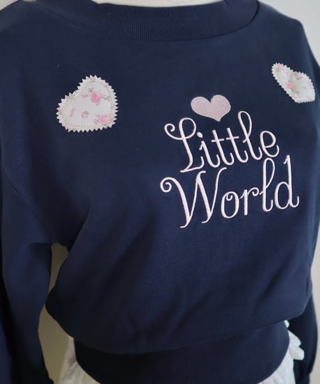 Retro heart patch sweatshirt (navy)