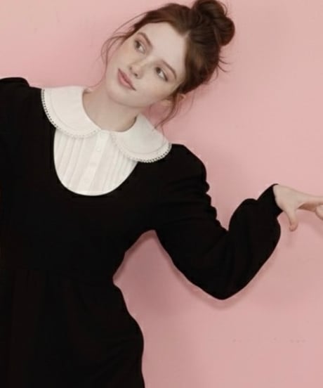 Double collar mermaid sweatshirt dress (black)