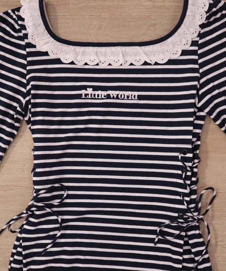 LW border t-shirt dress (navy)