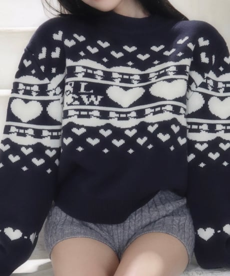 Little teddy Nordic sweater (navy)