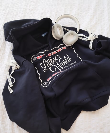 Oversized lace trim logo hoodie