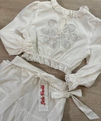 【予約販売】Daisy lace cropped blouse • Eyelet cotton skirt with ribbons