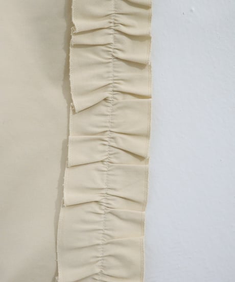 Side ruffle wide pants (beige)