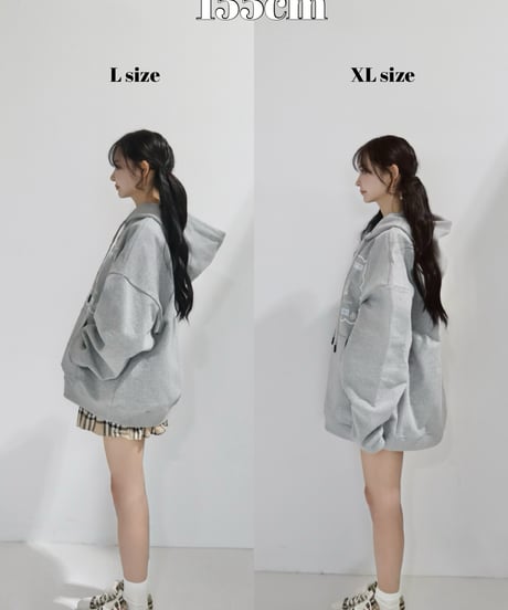 Oversized gingham logo hoodie (grey)