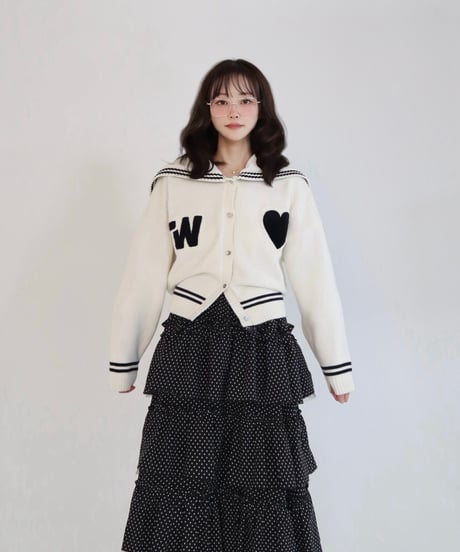 Original patch sailor cardigan