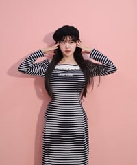 LW border t-shirt dress (navy)