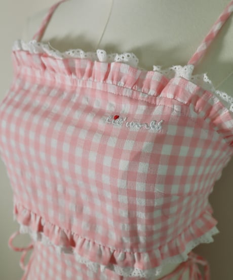 Candy gingham cut-out dress (pink)