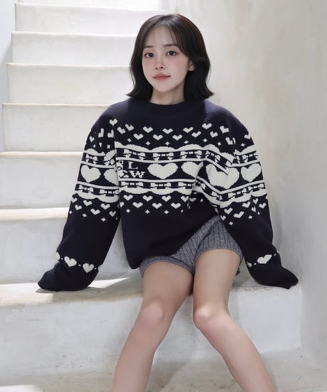 Little teddy Nordic sweater (navy)