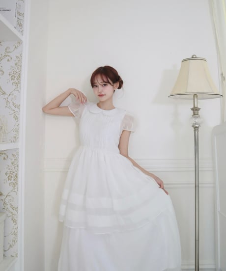 Round collar fairy organza dress