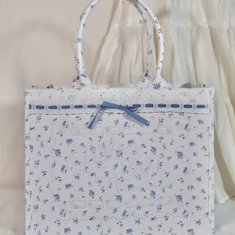 LW floral lace big logo tote (blue)