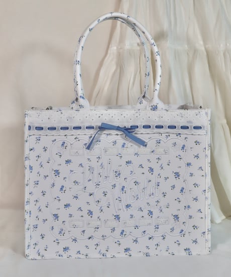 LW floral lace big logo tote (blue)