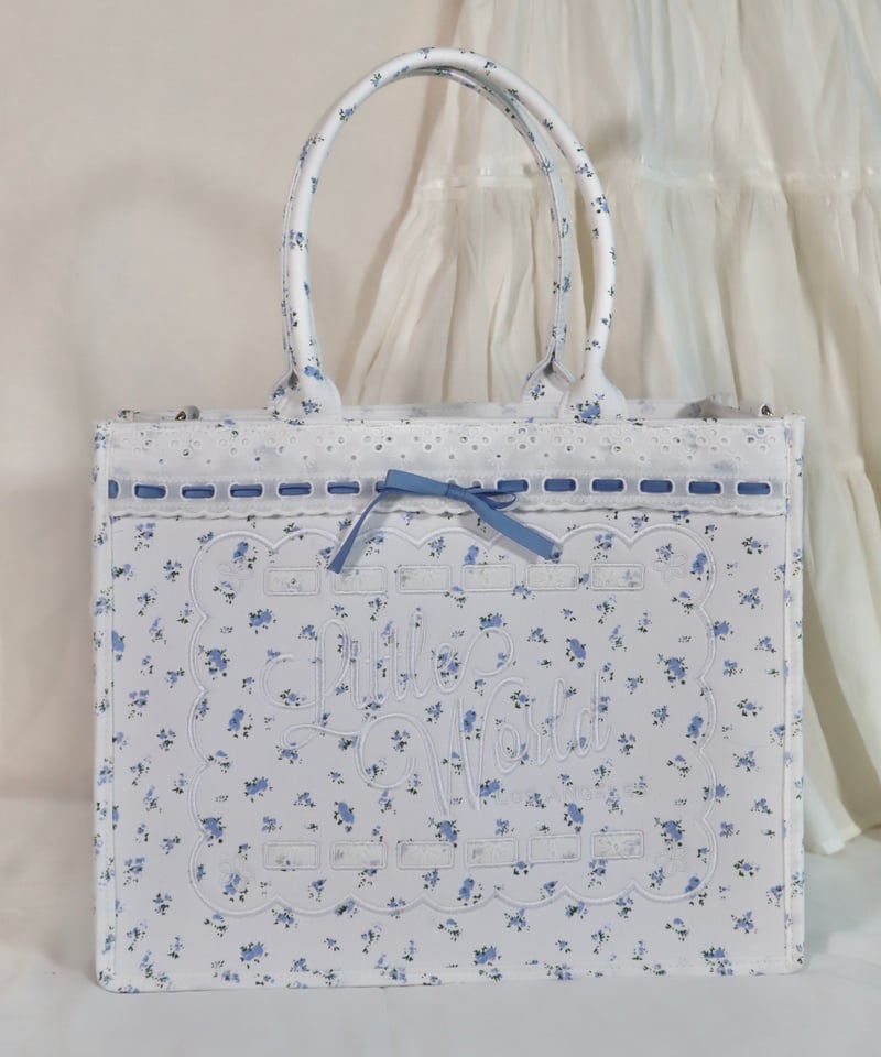 LW floral lace big logo tote (blue) | Little World
