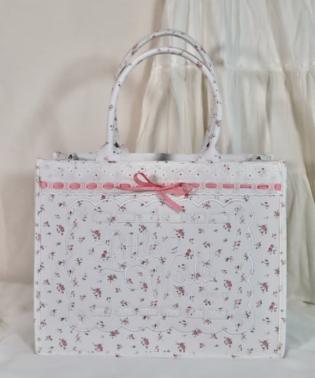 LW floral lace big logo tote (pink)