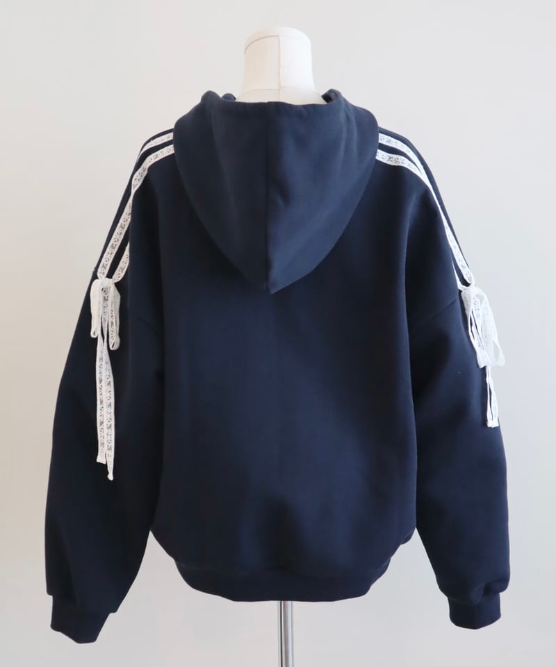Oversized lace trim logo hoodie | Little World Oversized lace trim logo hoodie | Little World
