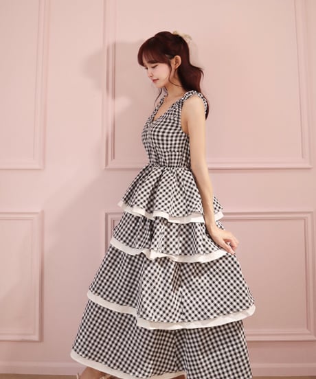 LW Gigham cotton layer dress