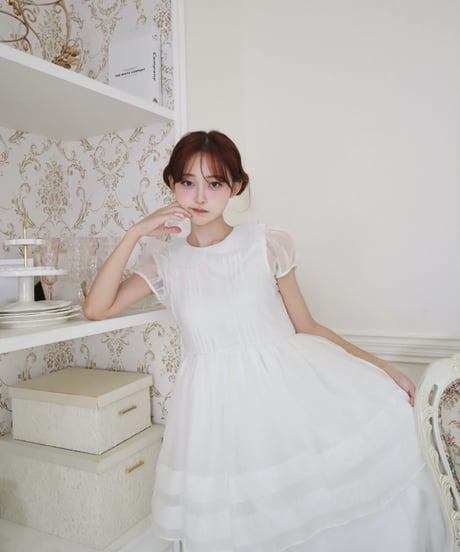 Round collar fairy organza dress