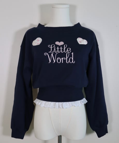 Retro heart patch sweatshirt (navy)