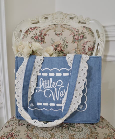 通常販売: LW logo denim tote bag (ice blue)