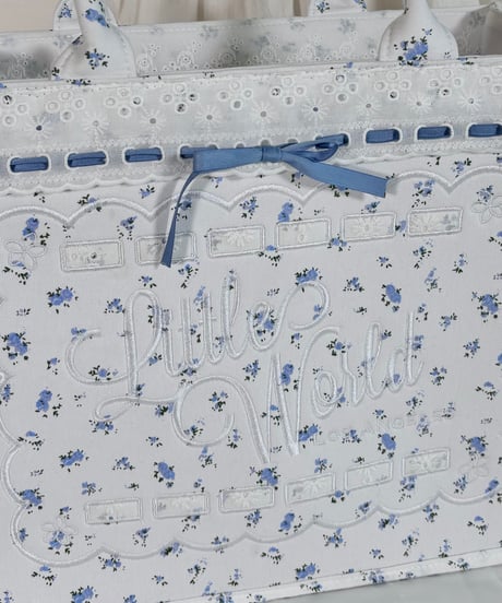 LW floral lace big logo tote (blue)