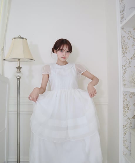 Round collar fairy organza dress
