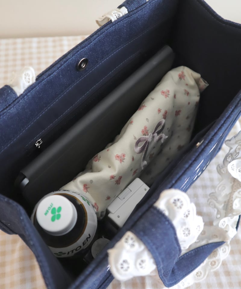 通常販売: LW logo denim tote bag (dark blue) | Litt