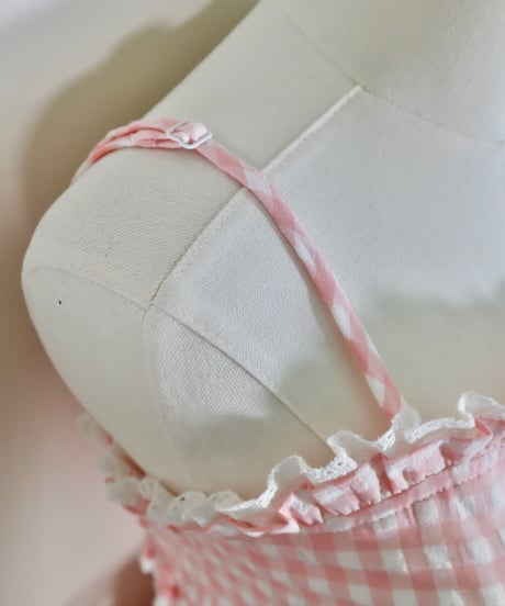 Candy gingham cut-out dress (pink)