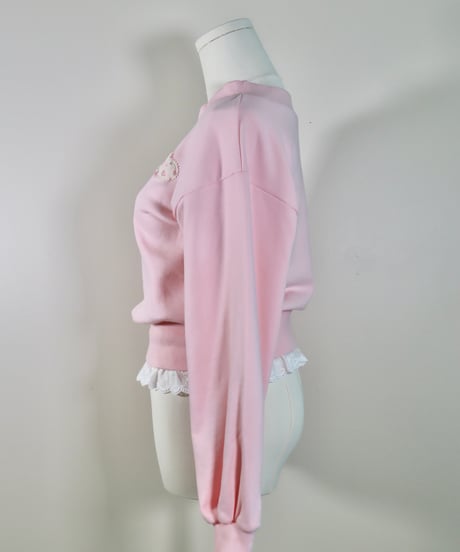 Retro heart patch sweatshirt (pink)