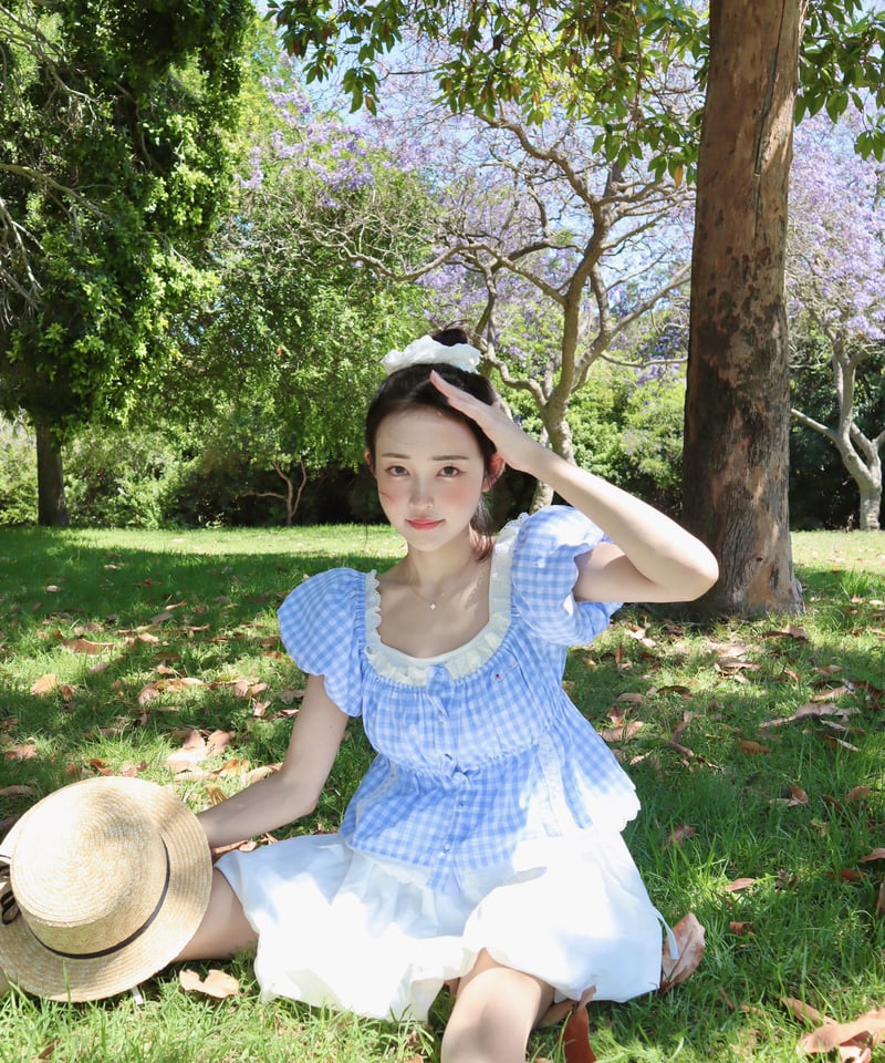 liten／Candy blouse/キャンディブラウス/ブラック/美品 キャンディースリーブ小花柄チュニックブラウス - ベルーナ【公式】