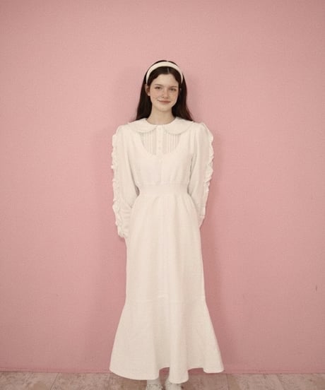 Double collar mermaid sweatshirt dress (ivory)