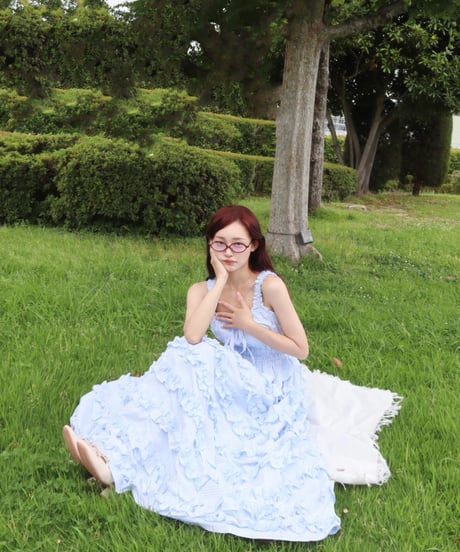 LW Frill lined plaid cake dress (blue)
