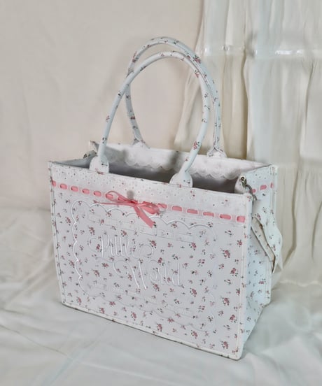 LW floral lace big logo tote (pink)