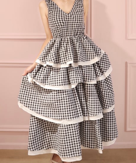 LW Gigham cotton layer dress