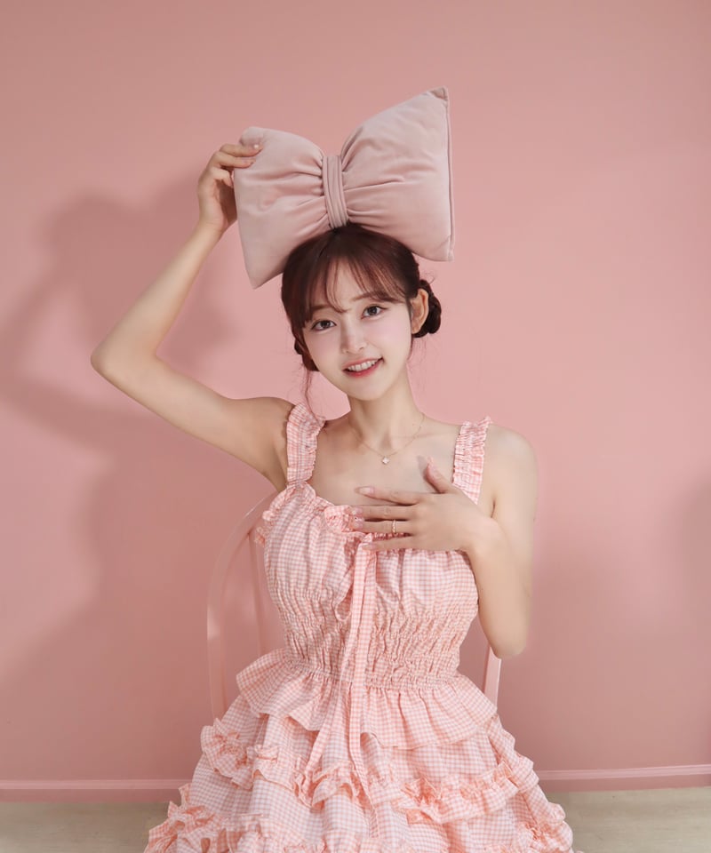 LoveryPoodle jsk /グレー×ピンク Lace switching jacquard dress – BUNNY APARTMENT