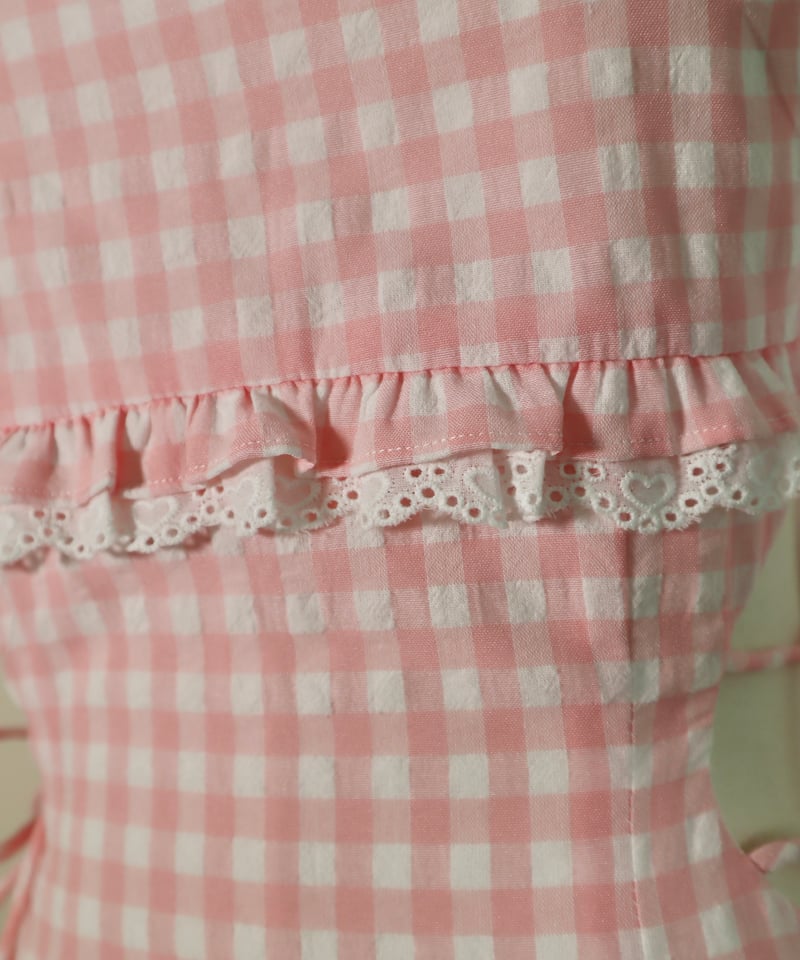 Candy gingham cut-out dress (pink) | Little World
