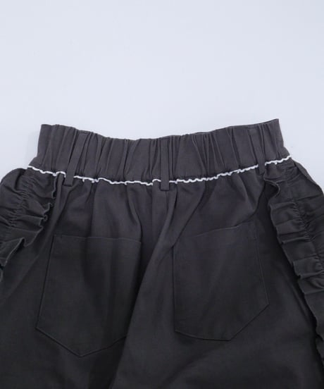 Side ruffle wide pants (grey)