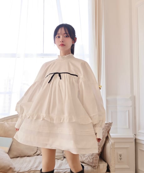 Volume sleeves cotton tunic
