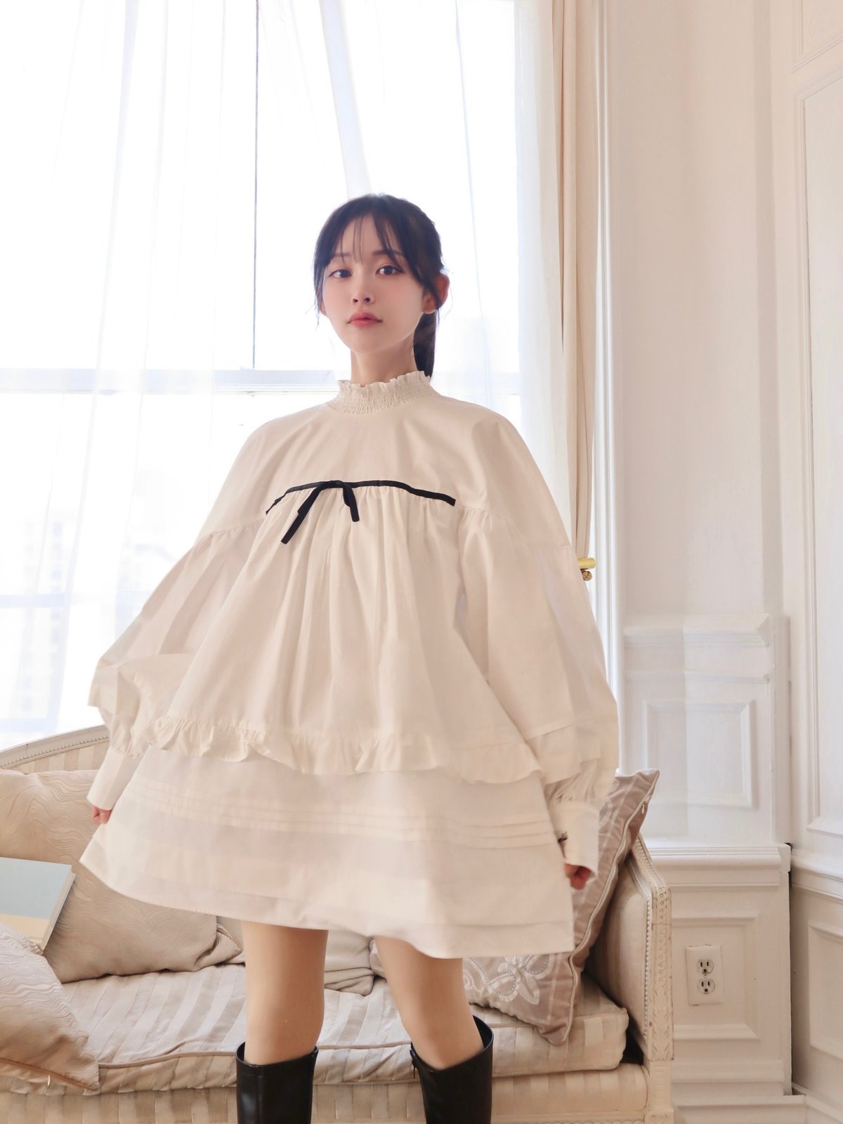 6(roku)volume tunic ボリュームチュニック Volume sleeves cotton tunic | Little World