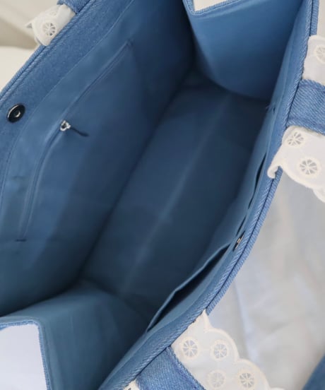 通常販売: LW logo denim tote bag (ice blue)