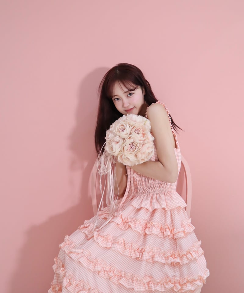 予約商品】LW Frill lined plaid cake dress (pink) |