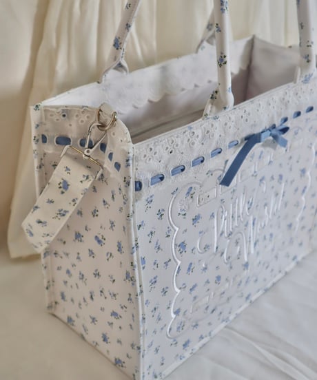 LW floral lace big logo tote (blue)