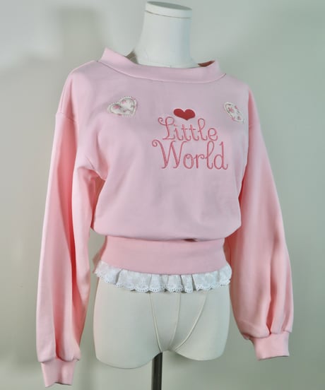 Retro heart patch sweatshirt (pink)