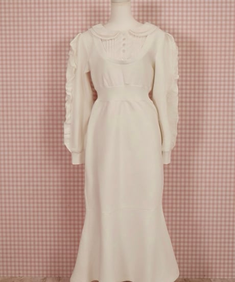 Double collar mermaid sweatshirt dress (ivory)